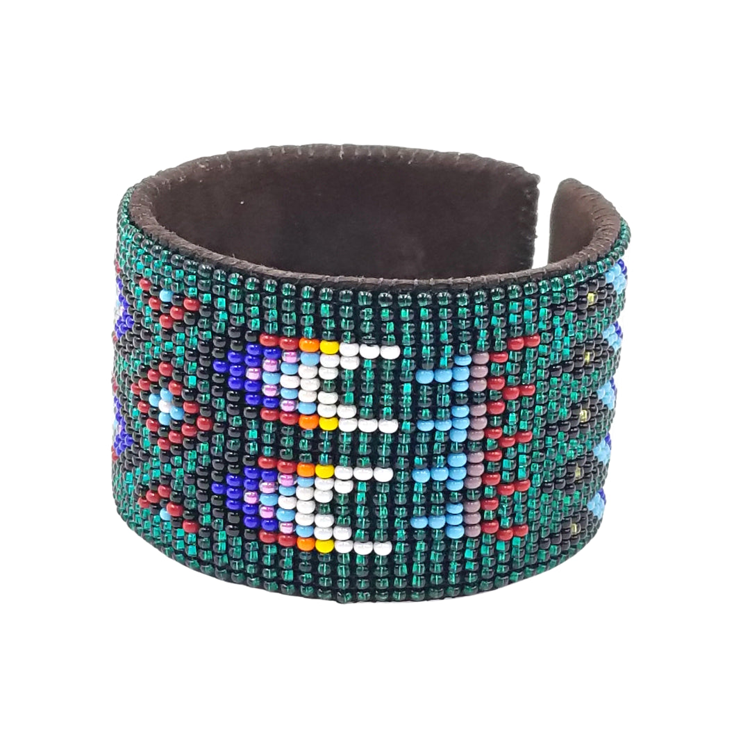 Tribal Roots Large Beaded Leather Cuff