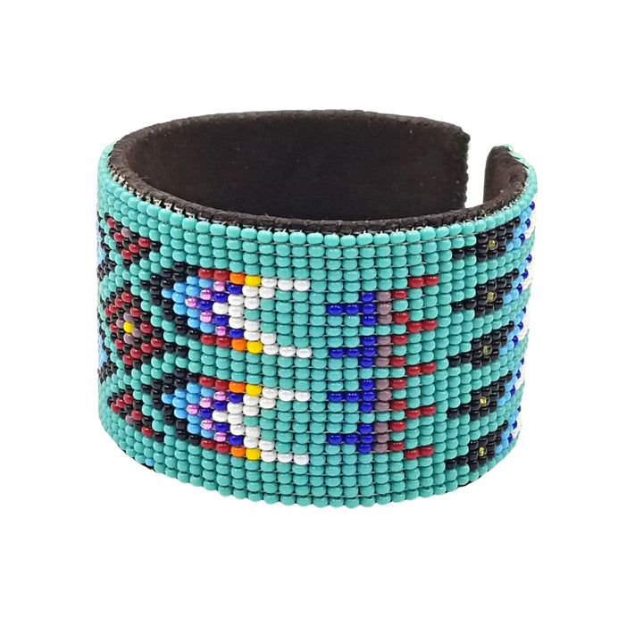 Tribal Roots Large Beaded Leather Cuff