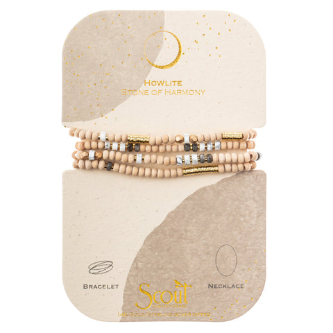 Scout Wood, Stone & Metal Wrap - Howlite/Gold