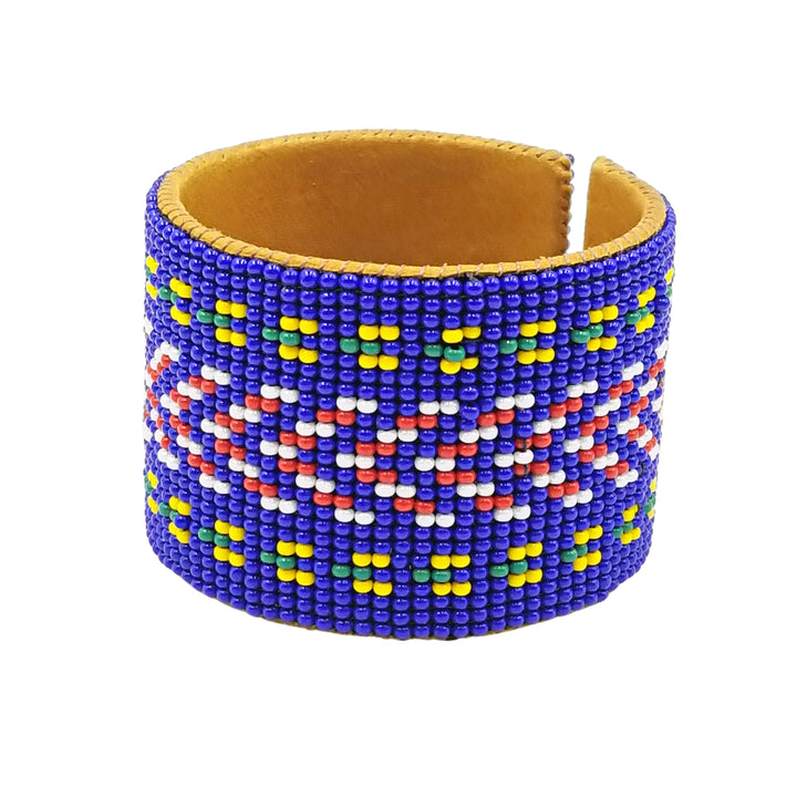 Tribal Roots Large Beaded Leather Cuff