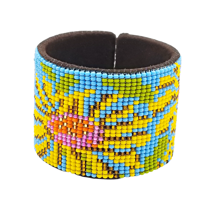 Tribal Roots Large Beaded Leather Cuff