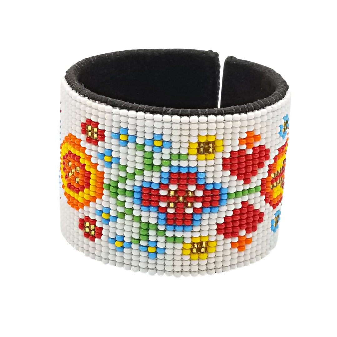 Tribal Roots Large Beaded Leather Cuff