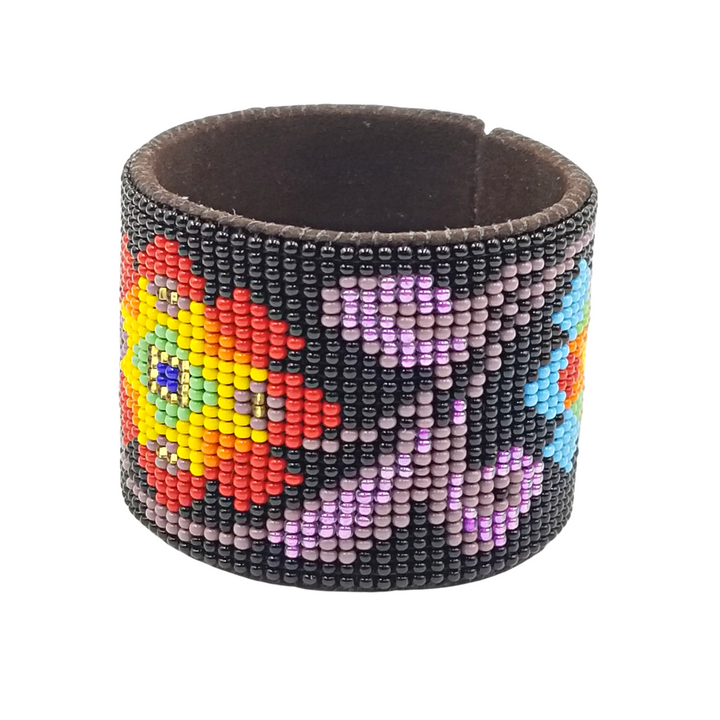 Tribal Roots Large Beaded Leather Cuff