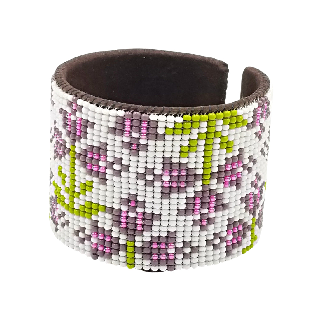 Tribal Roots Large Beaded Leather Cuff