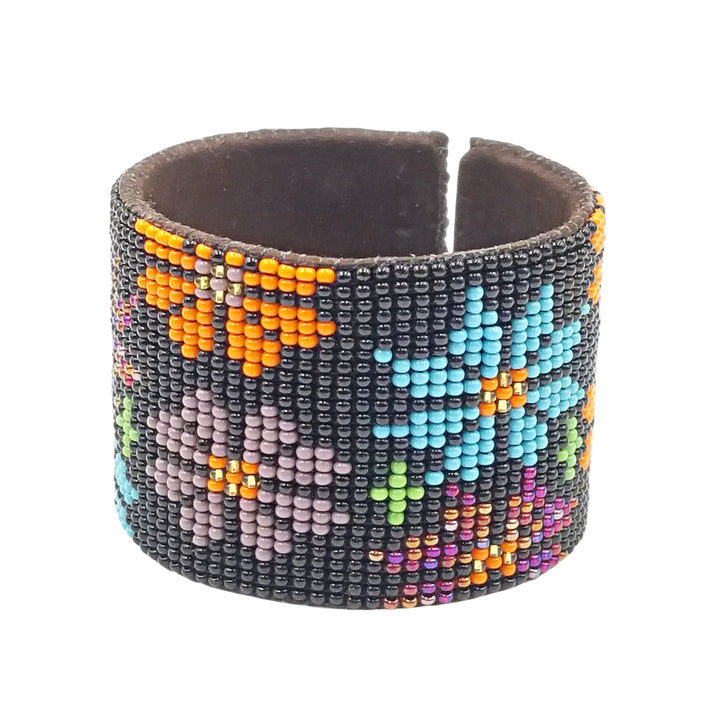 Tribal Roots Large Beaded Leather Cuff