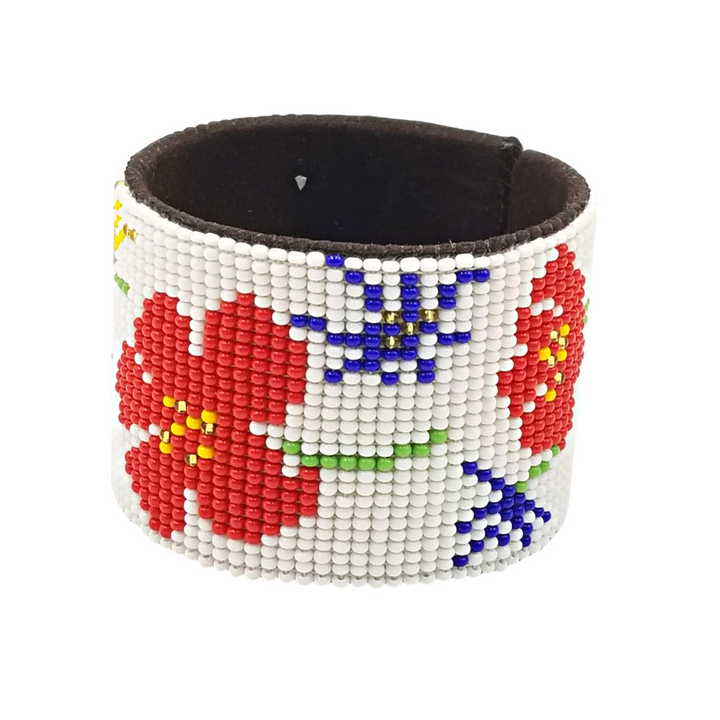 Tribal Roots Large Beaded Leather Cuff