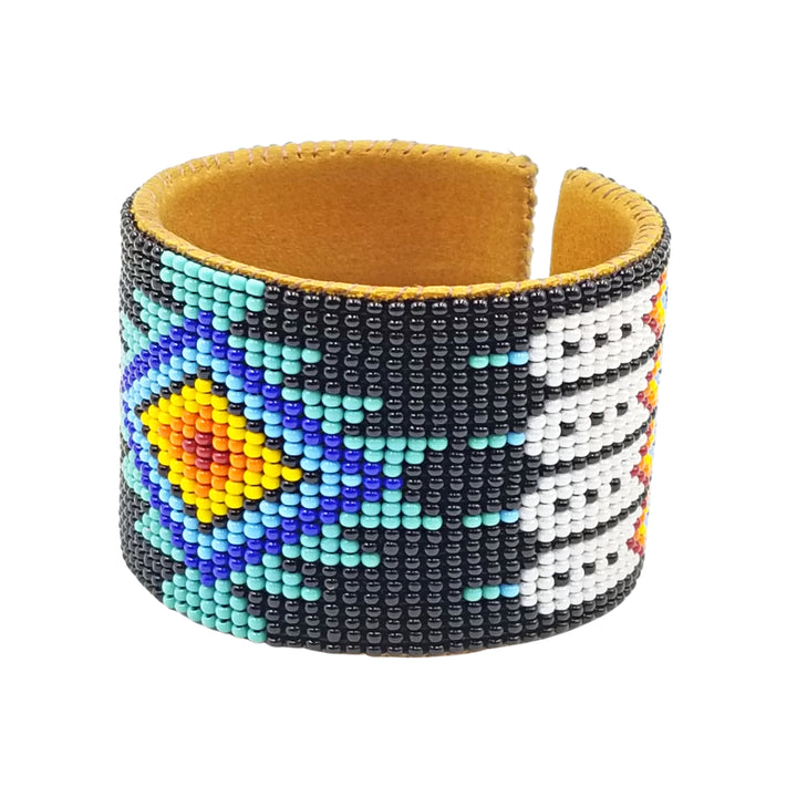 Tribal Roots Large Beaded Leather Cuff