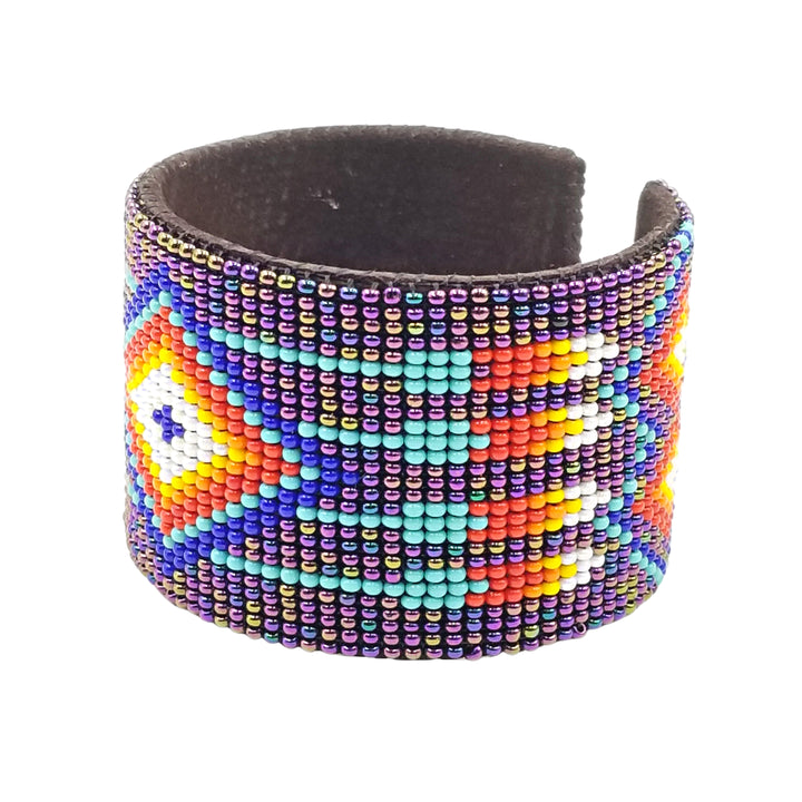 Tribal Roots Large Beaded Leather Cuff