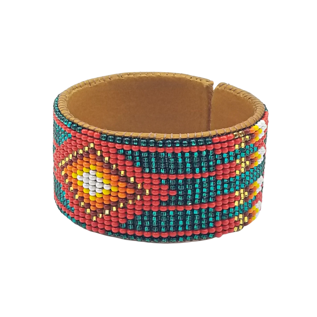 Tribal Roots Medium Beaded Leather Cuffs