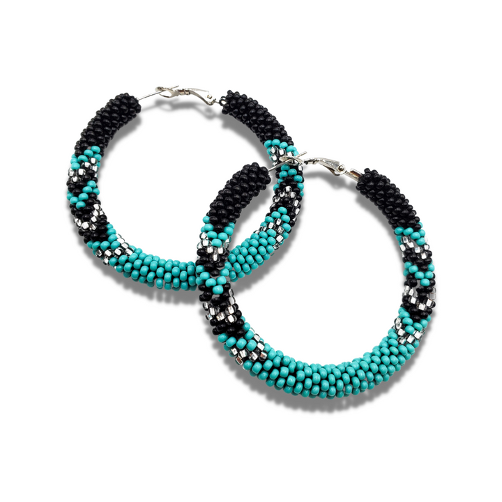 Tribal Roots Crochet Large Hoop Earrings