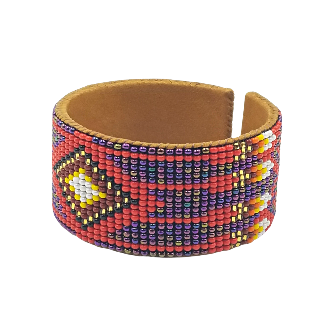 Tribal Roots Medium Beaded Leather Cuffs