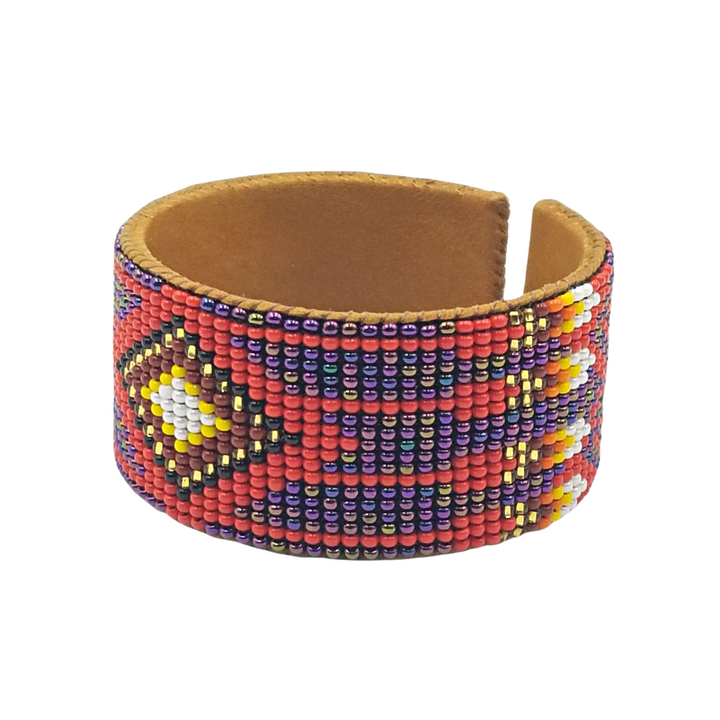 Tribal Roots Medium Beaded Leather Cuffs