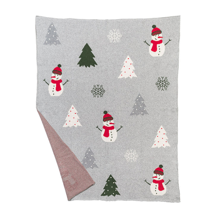 Abbott Snowman & Trees Knit Baby Throw