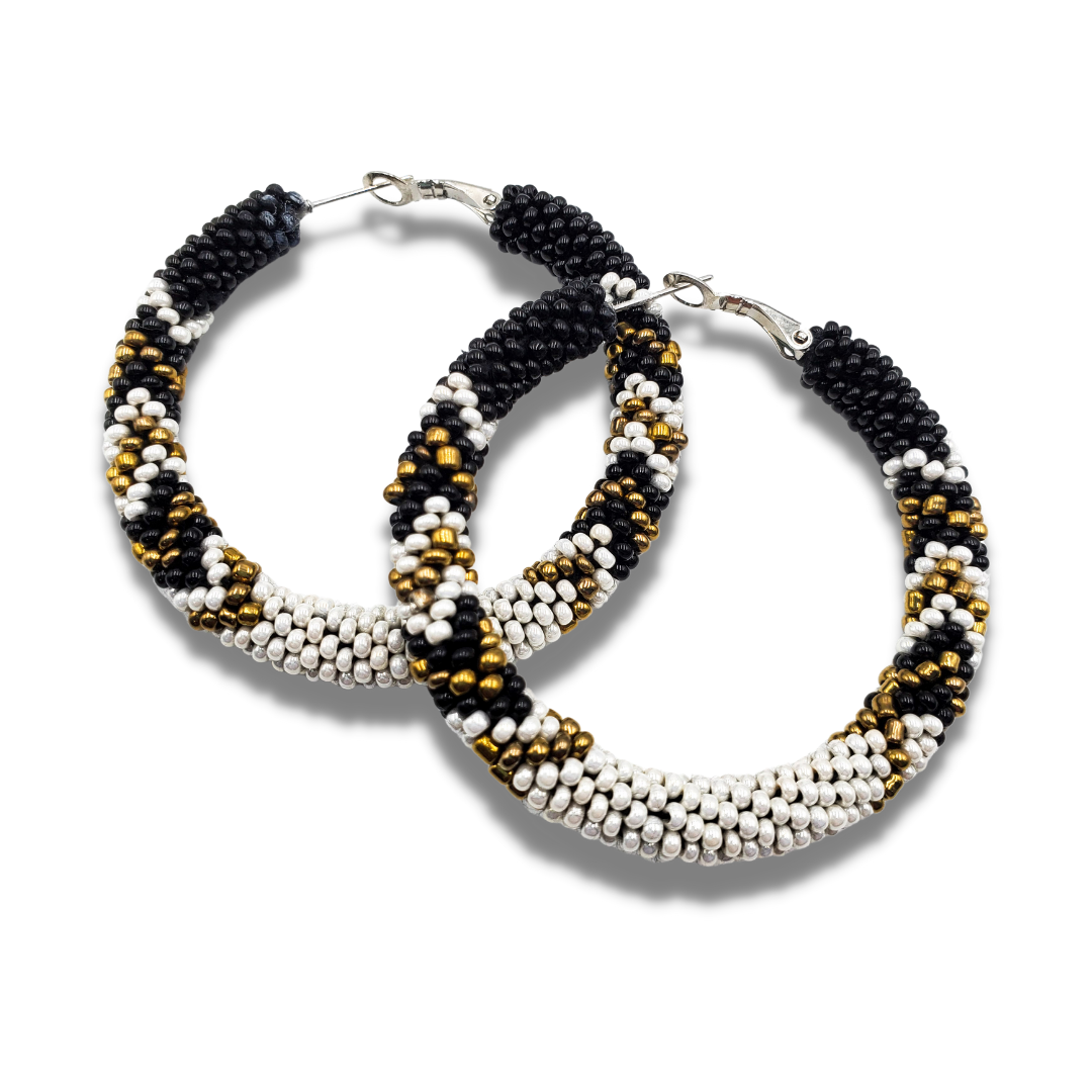 Tribal Roots Crochet Large Hoop Earrings