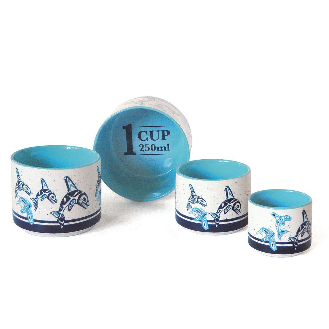 Native Northwest Orca Family Ceramic Measuring Cup Set
