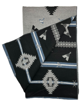 Buffalo Cross Teepee Grey Blanket