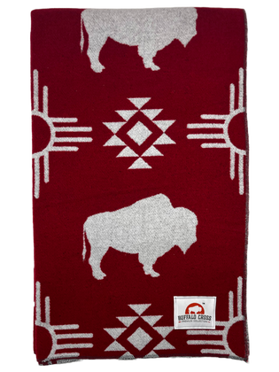 Buffalo Cross Red And White Buffalo Throw