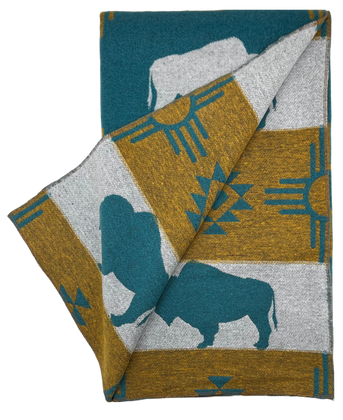 Buffalo Cross Turquoise/Yellow Buffalo Blanket