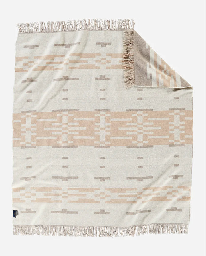 Pendleton Sandhills Fringed Throw Blanket Cream