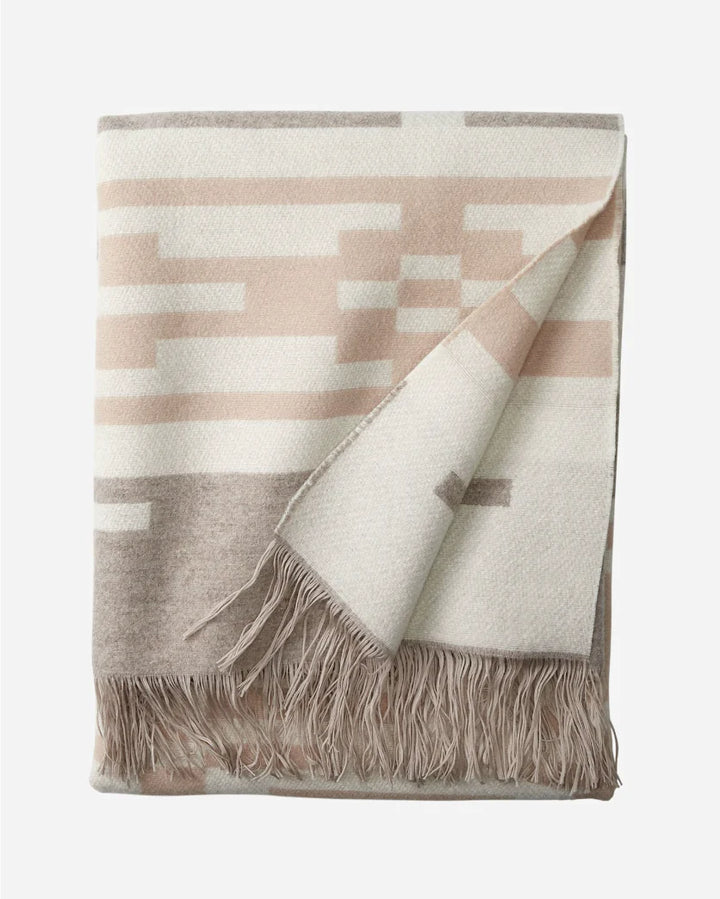 Pendleton Sandhills Fringed Throw Blanket Cream