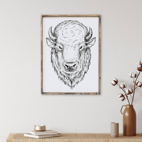 Bison Head Wood Sign by william rae designs