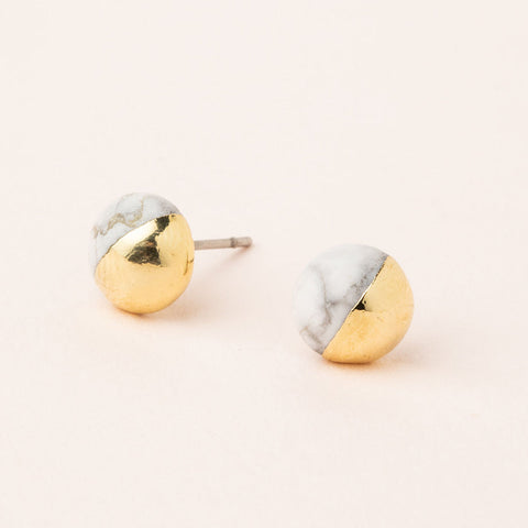Scout Dipped Stone Stud - Howlite/Gold