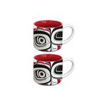 Native Northwest Ceramic Espresso Mugs - Set of 2 Matriarch Bear